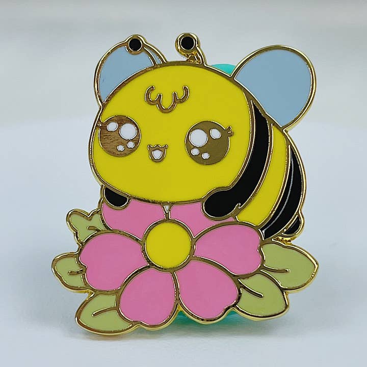 Kawaii Bumble Bee Enamel Pin | Gold Plated for wholesale by The HoneyBShop