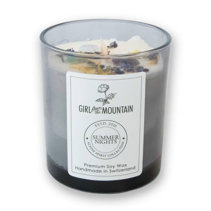 Bougie « Summer Nights » en verre (anti-moustique) pour la vente par Girl from the Mountain