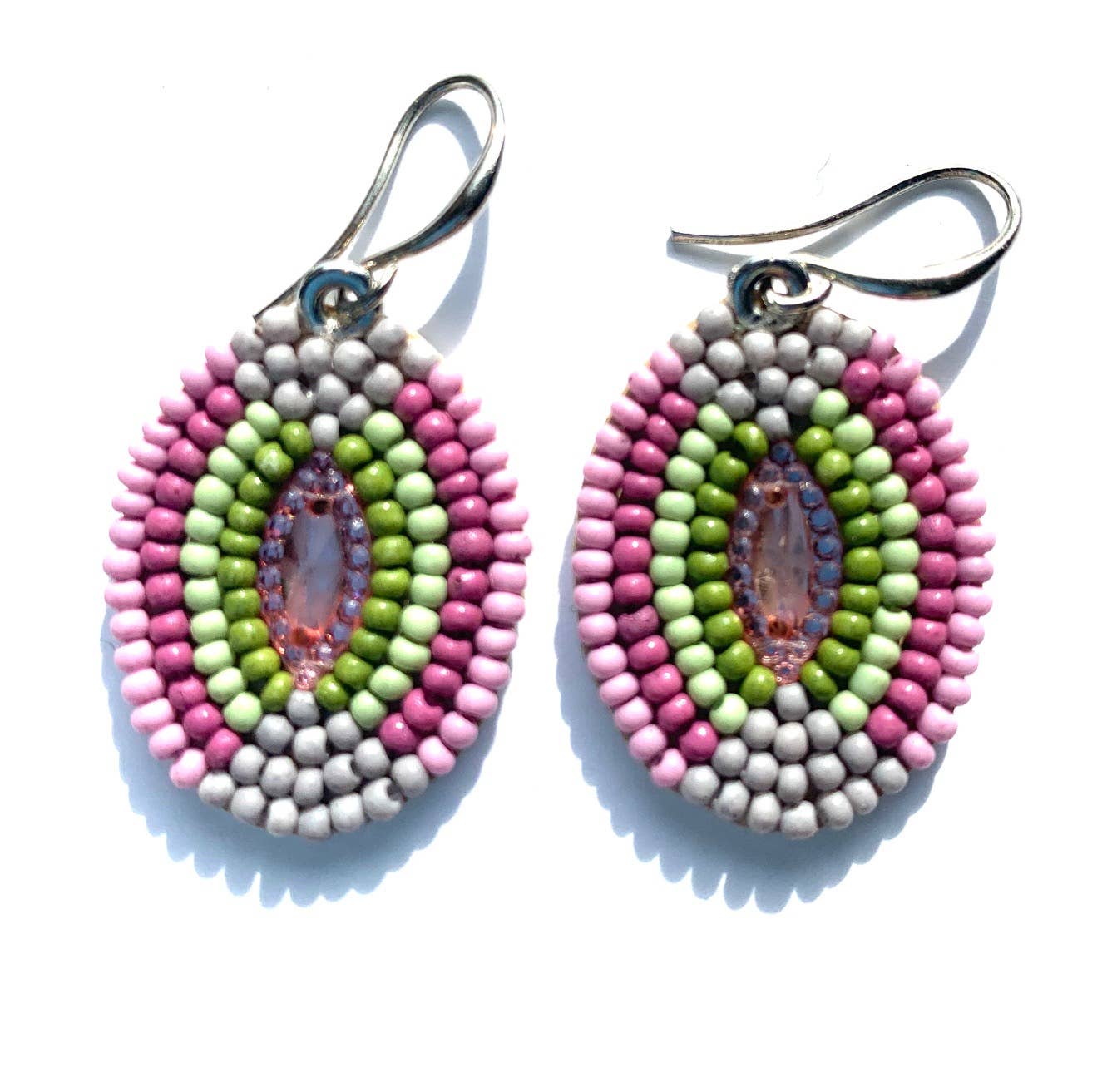 Erik & Mike - Wholesale Dangle Earrings - Seed bead Earrings. Deco Oval hand beaded in Mykonos