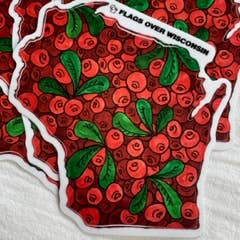 Flags Over Wisconsin - Wholesale Sticker - Cranberry Vinyl Sticker