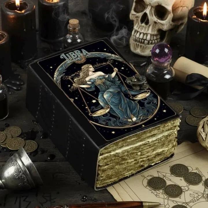 MNM HANDICRAFTS - Vendita all'ingrosso Diari/agende - Libra Grimoire Diario in pelle vintage Libro in pelle dello zodiaco1