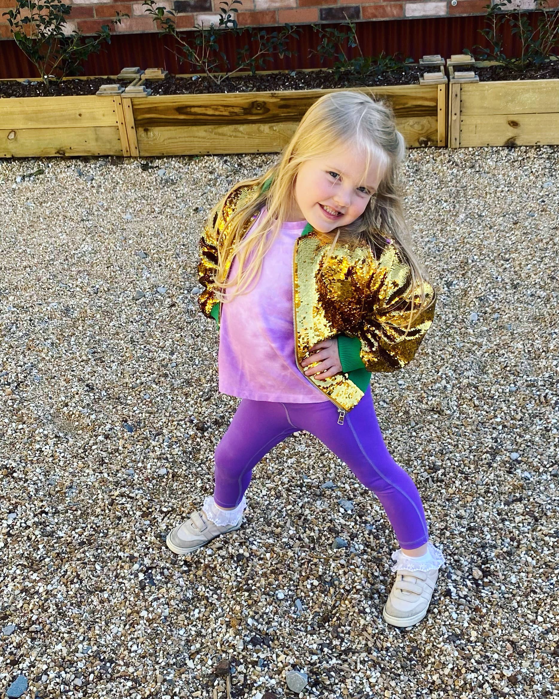 My Petite & Me – wholesale Bomber jacket – Kids – Child's Mardi Gras Flip Sequin Bomber Jacket 1