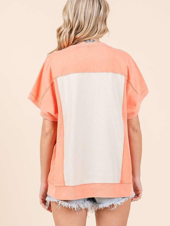 mittoshop – Großhandel Tunika – Damen – ÜBERGROSSES KURZARMSHIRT IM FARBBLOCKDESIGN8