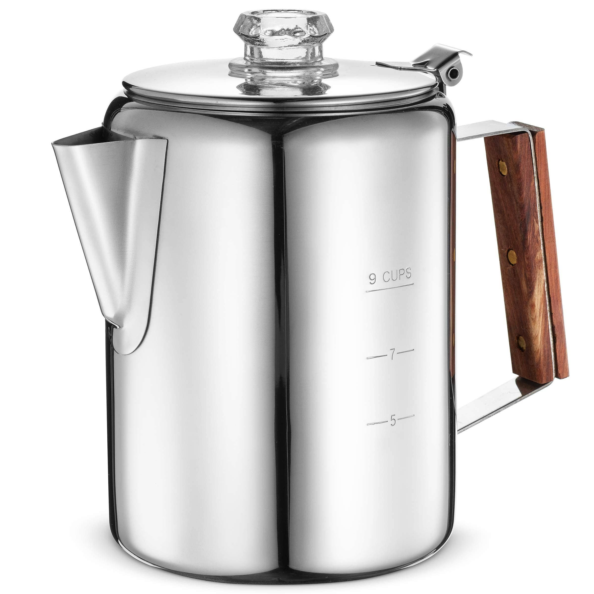Alpine - Wholesale Espresso Maker - Eurolux Percolator Coffee Maker Pot - 9 Cups | Durable Stainless Steel Material | Brew Coffee On Fire, Grill or Stovetop | No Electricity, No Bad Plastic Taste | Ideal for Home, Camping & Travel0