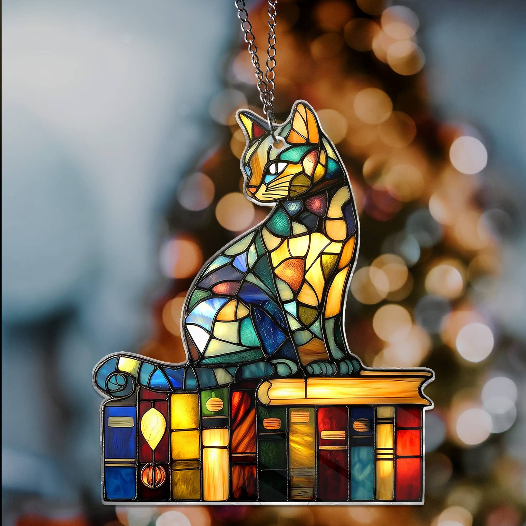 Merchemy - Wholesale Wall Decor - Kids & Baby - Cat And Book ACRYLIC Ornament Reading Cat Window Hanging4