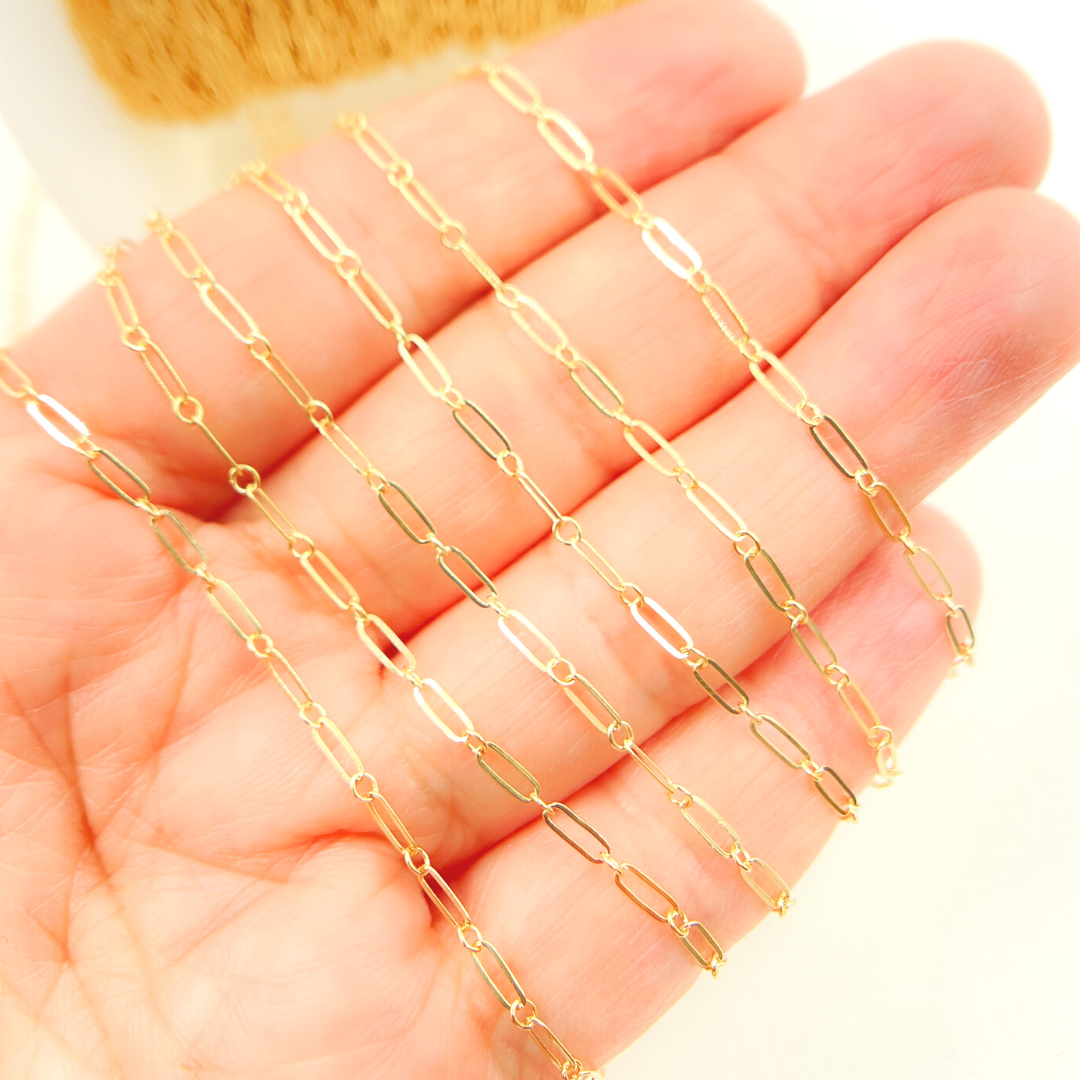 Tresor Jewelry Inc. – wholesale Link & chain necklace – 141FGF.  Yellow Gold Filled Flat Cable Link Chain4