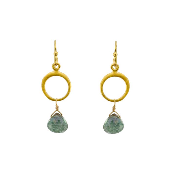 circle w. mystic quartz earrings for wholesale by Philippa Roberts