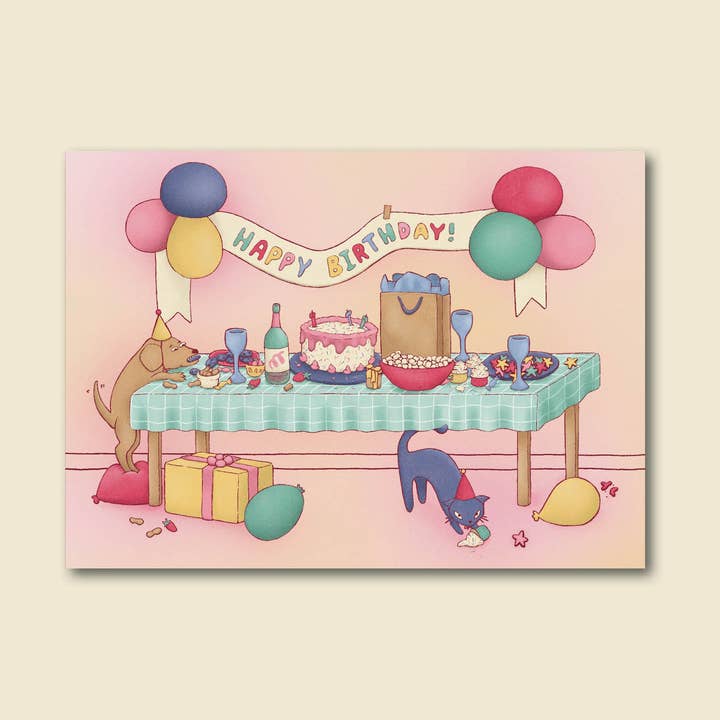 Tarjeta de cumpleaños para gato y perro "Fiesta de cumpleaños" para venta al por mayor de Late November Ink