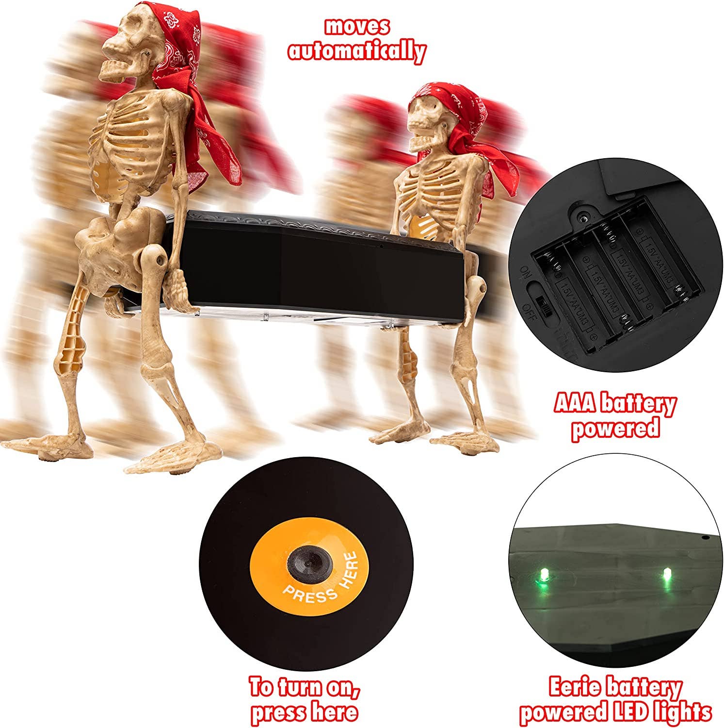 The Wine Savant /  Khen Glassware - Wholesale Decorative Figurine - Walking Skeletons - Large Coffin Bearer Halloween Decoration2