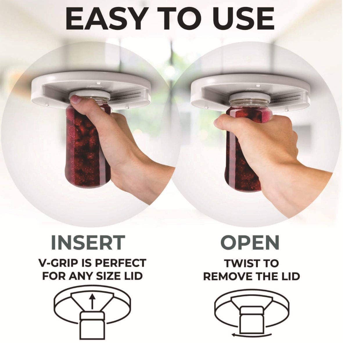 VIGOR - Vendita all'ingrosso Utensile/attrezzo da cucina - Apribarattoli da Sottopensile per Mani Deboli, Presa Facile3