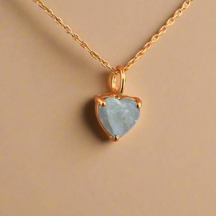 Gold Lunar - Wholesale Pendant/Charm Necklace - March Birthstone Chain Necklace Aquamarine 18k gold plated