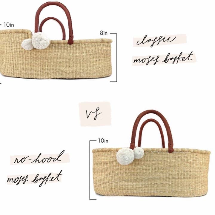Plum & Sparrow - Wholesale Bassinet - Baby - Natural- African Moses Basket- Black Handle