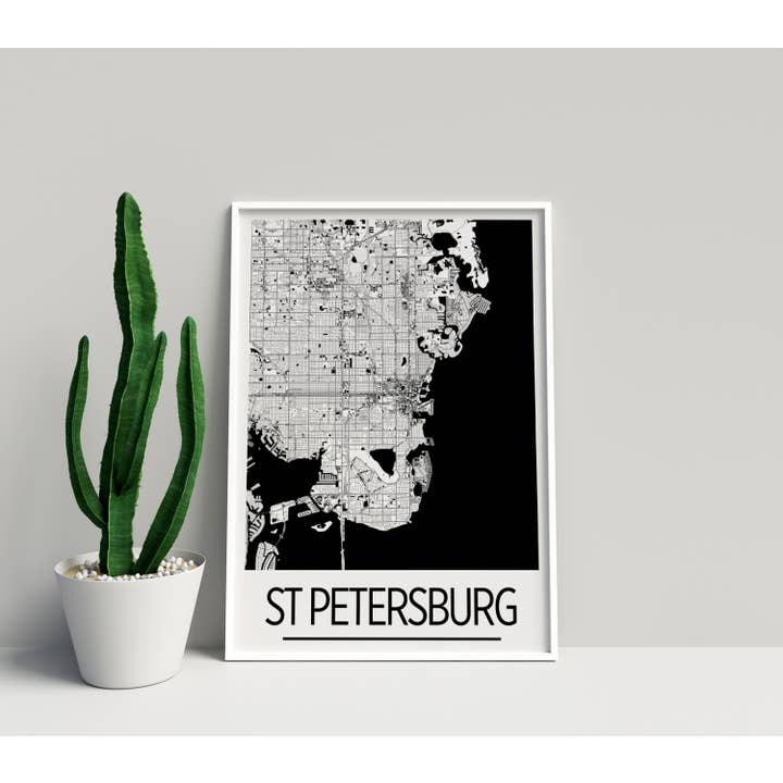 11" x 14" St Petersburg Map Print - Art Deco Style for wholesale by ILIKEMAPS