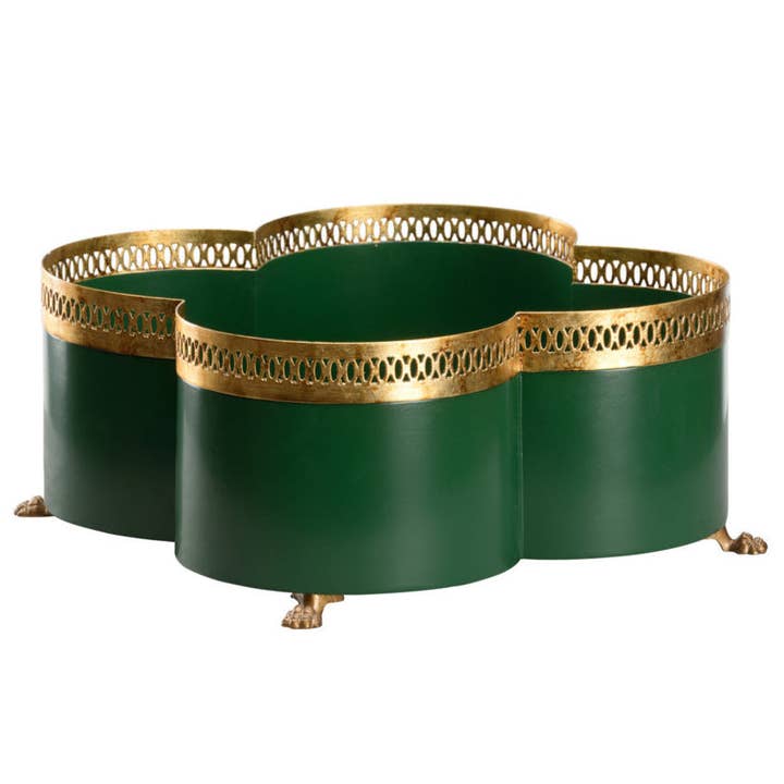 Cachepoto verde de hierro con tracería para venta al por mayor de LOOMLAN