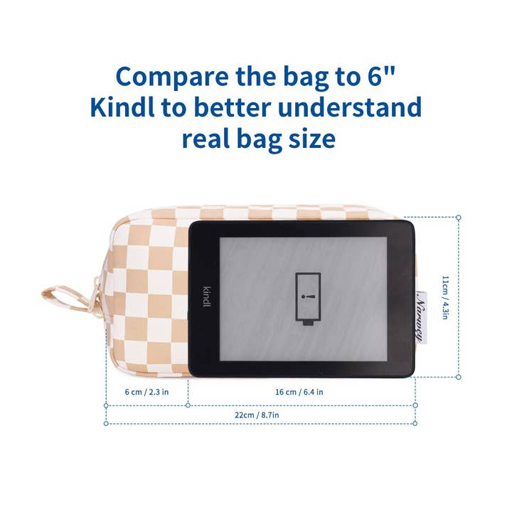 NARWEY INC - Wholesale Makeup/Cosmetic Bag - Narwey Checkered Makeup Bag with Organized Pockets for Women2