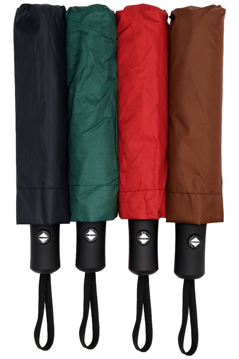 ASSORTED Dark Neutral Black Bottom Auto Compact Umbrella for wholesale on Faire5