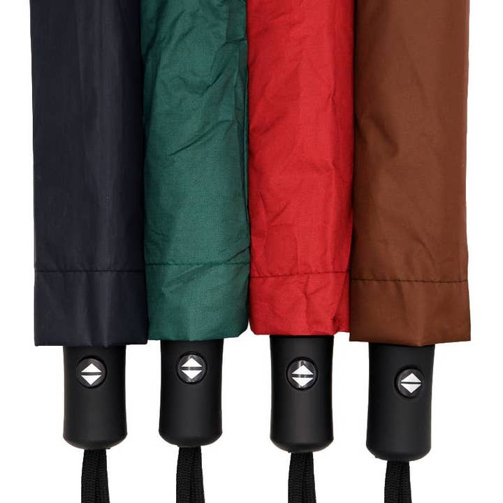 ASSORTED Dark Neutral Black Bottom Auto Compact Umbrella for wholesale on Faire5