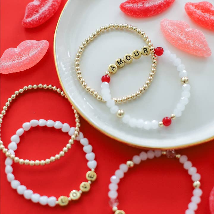 Names For Good - Wholesale Beaded Bracelet - Birthstone Beaded Stretch Bracelet (July, Ruby)1