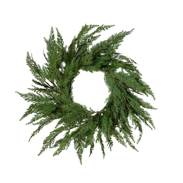 Luxe B Co - Wholesale Wreath - Cypress Leaf Full Real Touch Wreath - 24"5