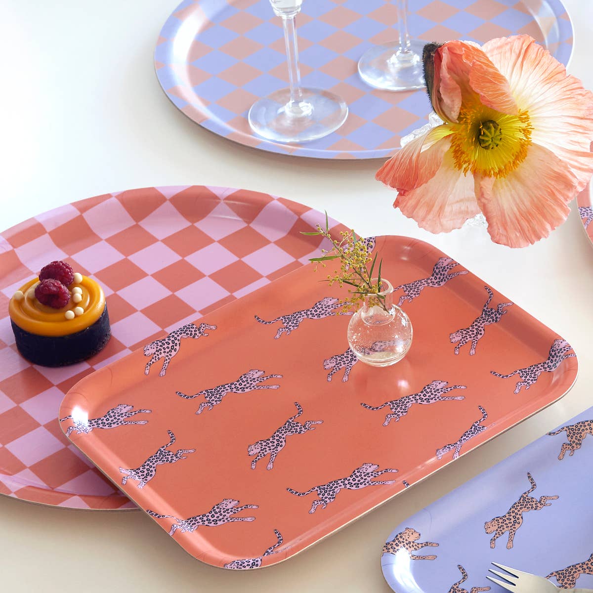 BLU KAT - Wholesale Serving Tray - Orange Leopard Serving Tray - 27x20 cm1