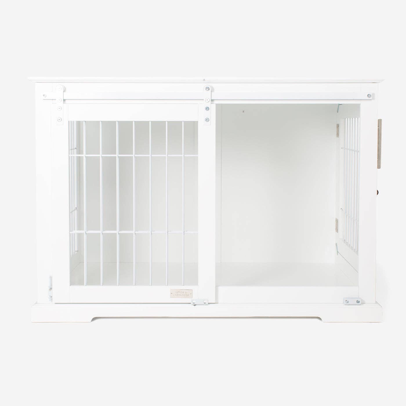 Wooden Sliding Door Dog Crate in White for wholesale on Faire2