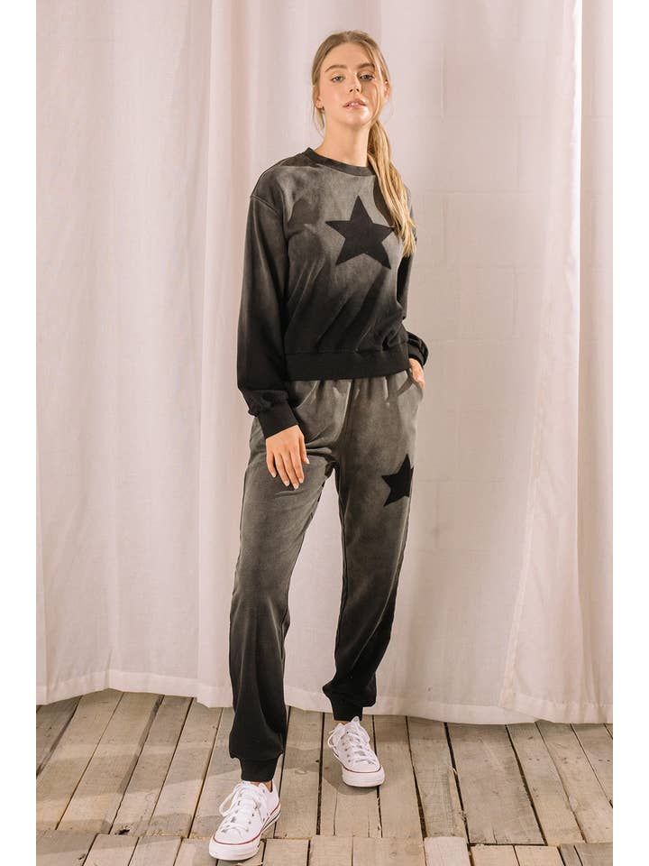 Washed Grey Multi BP2463- Ombre Star-Print Jogger Pants for wholesale on Faire3