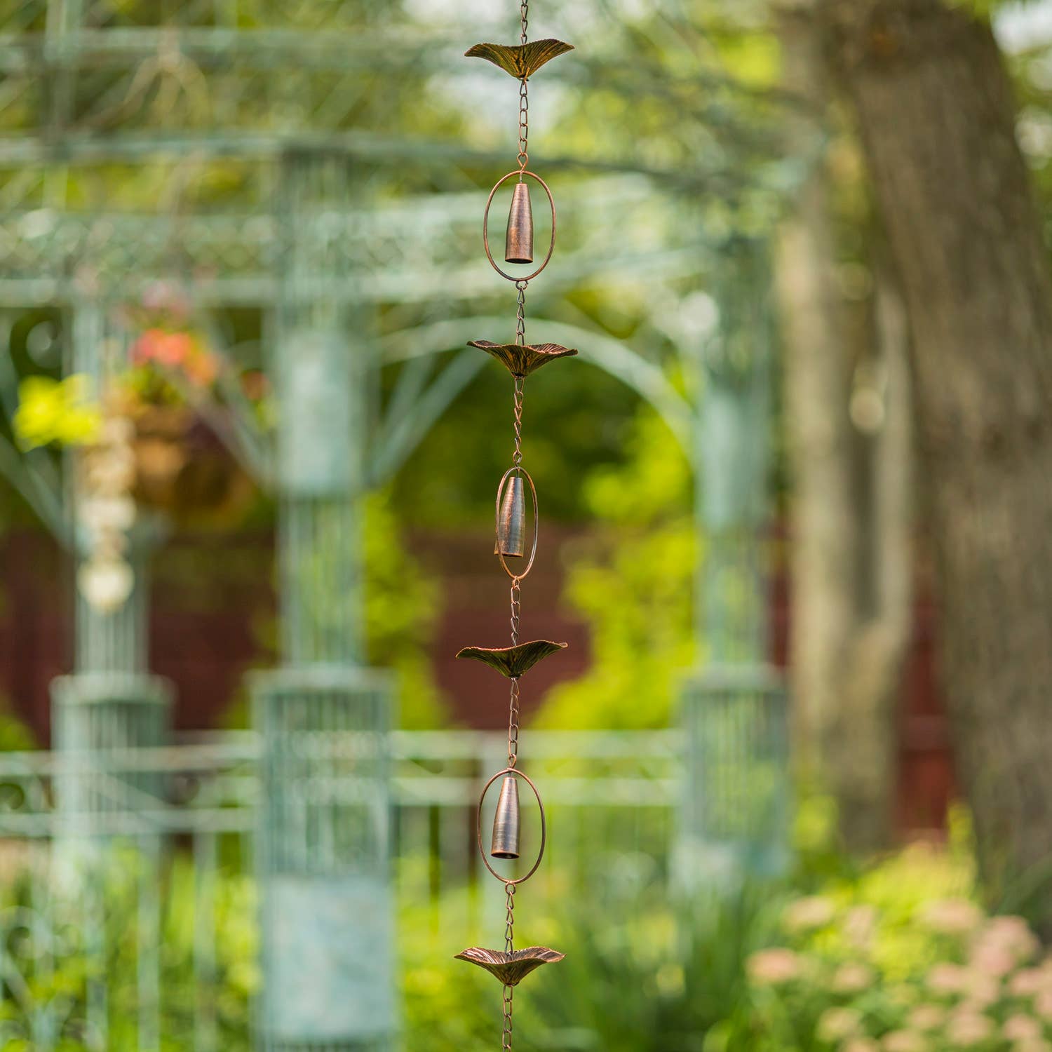 Zaer Ltd. International - Wholesale Outdoor Ornament/Decor - 76" Long Iron Rain Chain with Lillies5