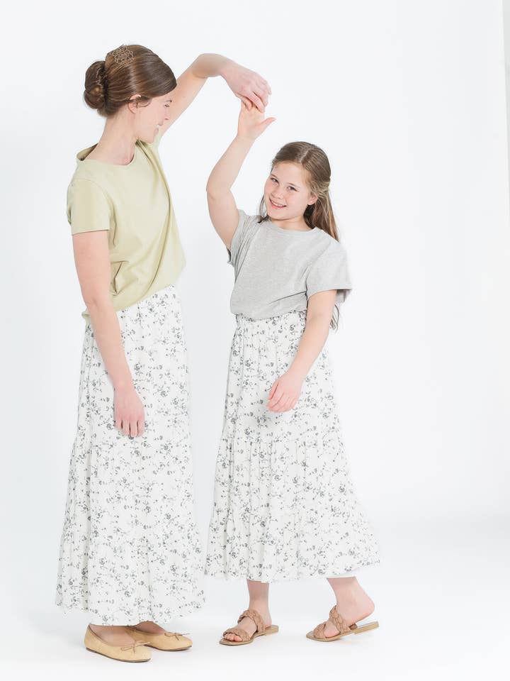 Inherit Clothing Company - Wholesale Skirt - Women's - Lynn Tiered Peasant Maxi Skirt Purple Floral