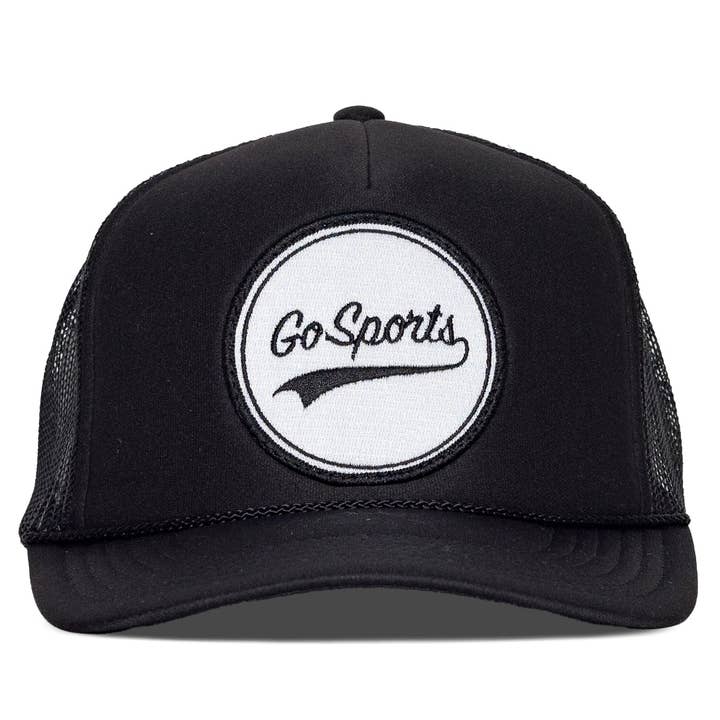 Go Sports Trucker Hat in Black for wholesale on Faire