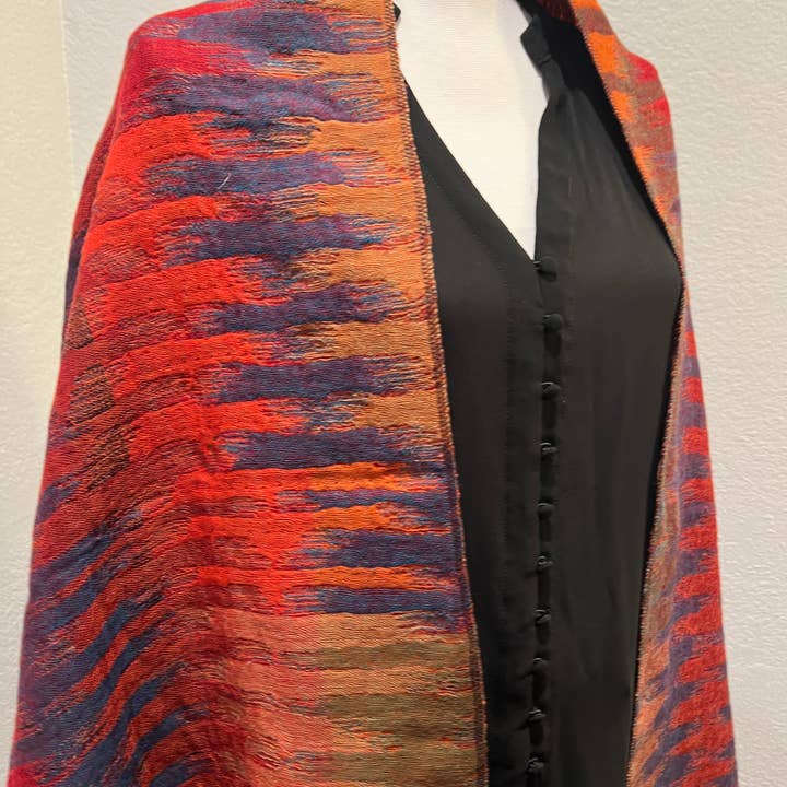 In Style Scarves - Wholesale Wrap - Women's - Reversible Boiled Merino Wool Shawl/Wrap in Morocco Red