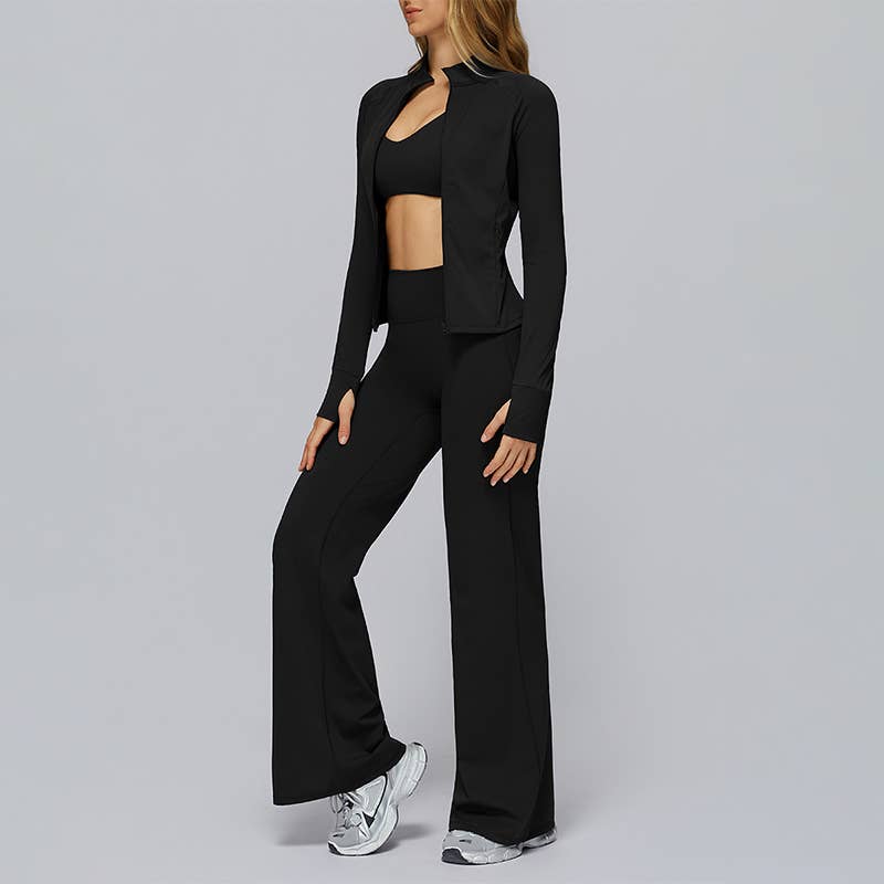 WONDERXFANS - Vente Ensemble de sport – femme - Veste de sport à séchage rapide+Pantalon de survêtement taille haute1
