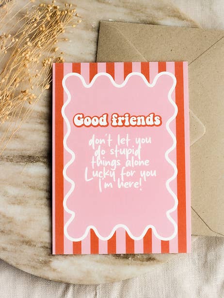 Greeting card Good friends Winter collection 25 for wholesale by Streepjes Designs