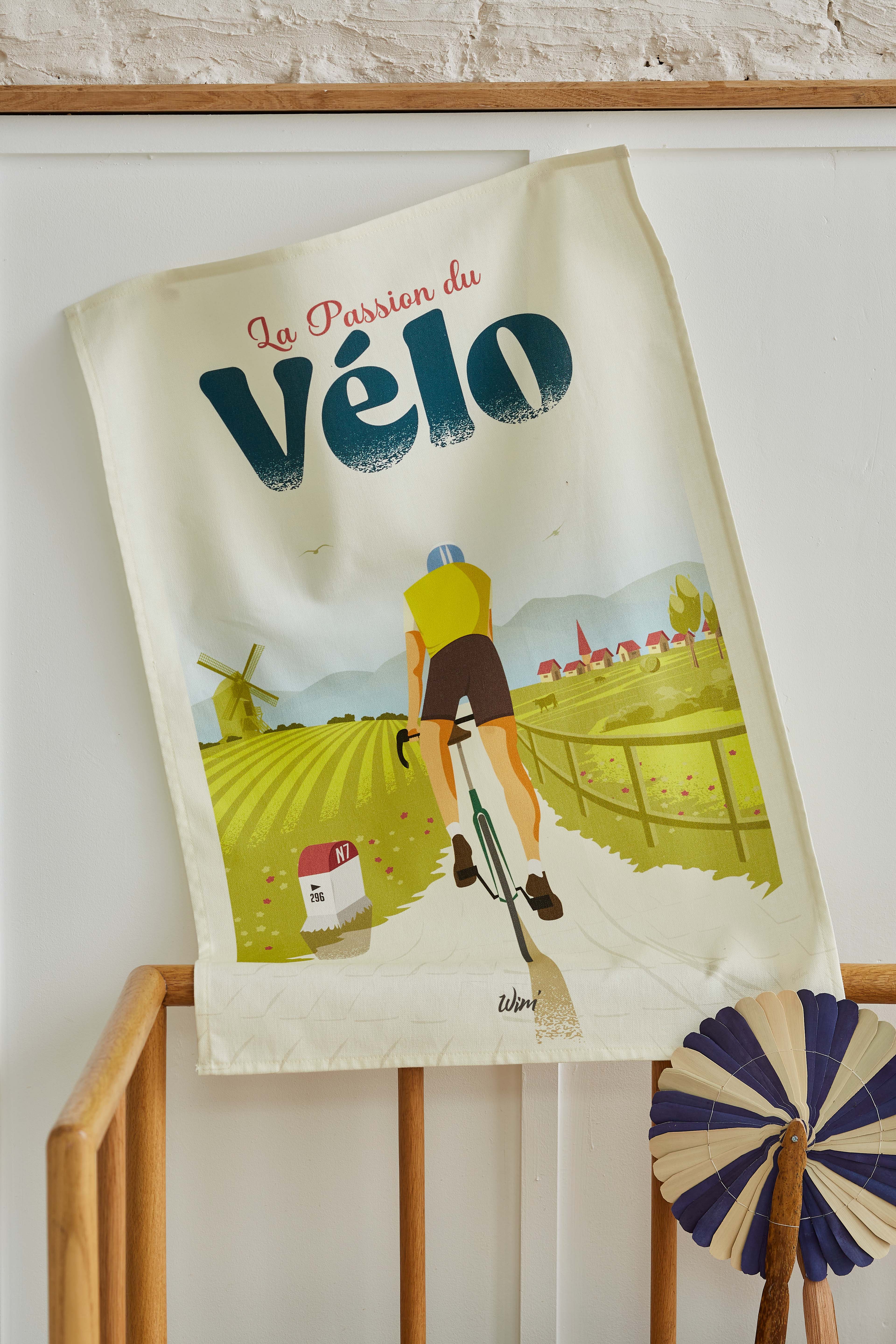 Coucke - Wholesale Tea Towel - WIM' - Passion velo - Printed Tea Towel 50x75 in cotton0