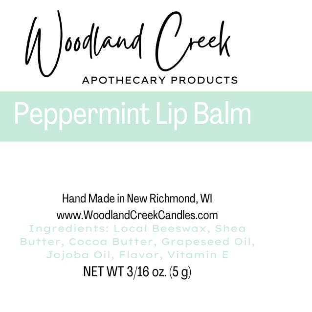 Baume à lèvres à la menthe poivrée pour la vente par Woodland Creek Candles