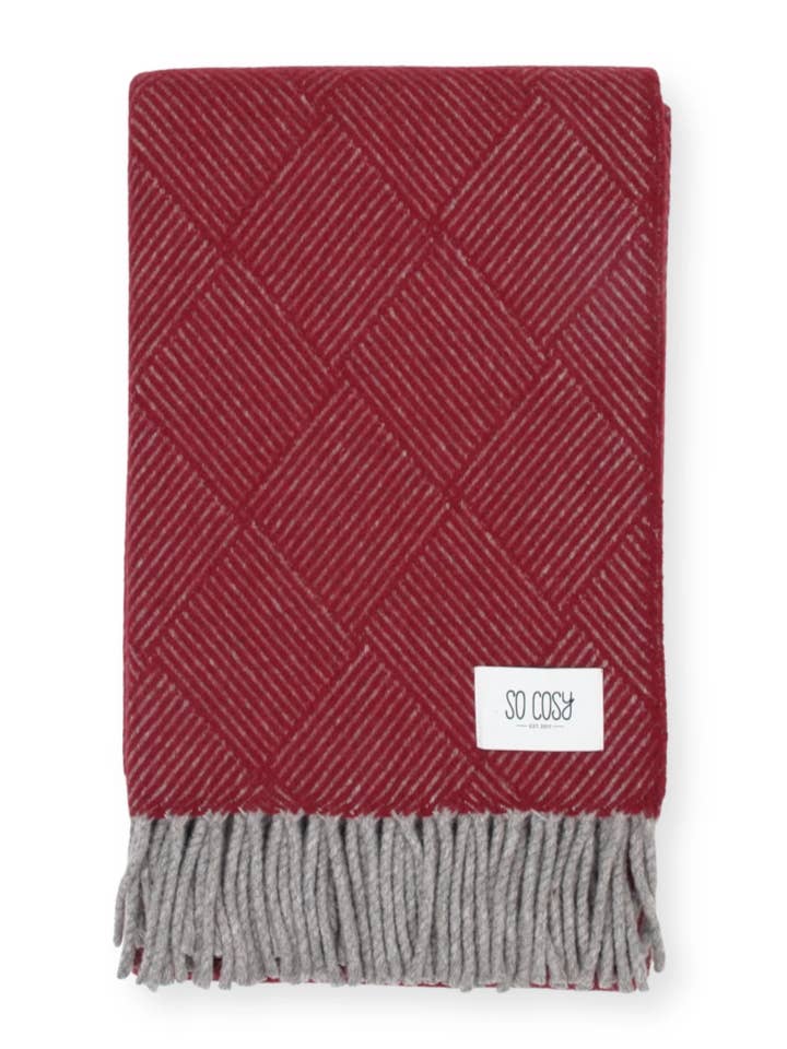 Cobertor de Lã Derry Uruguay – Vermelho Merlot (140 x 240 cm) por atacado de So Cosy Ltd.