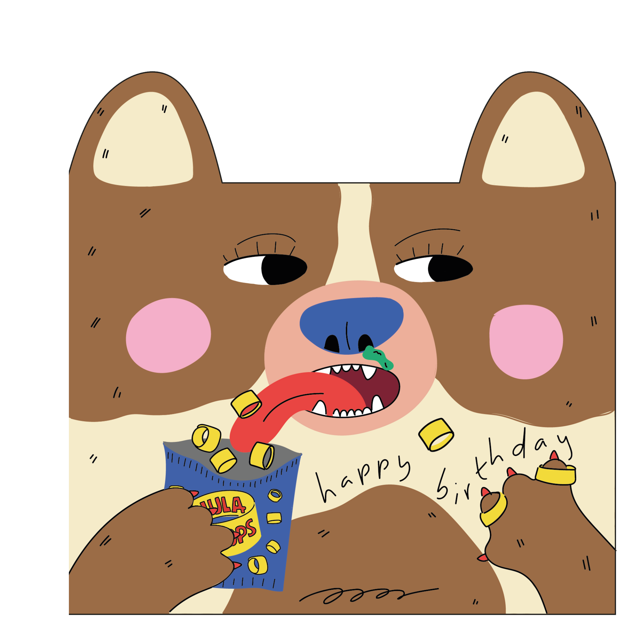 Eat the Moon | Greeting cards and stationery - Wholesale Birthday Card - Dog eats hula hoops- Die cut kids greeting card1