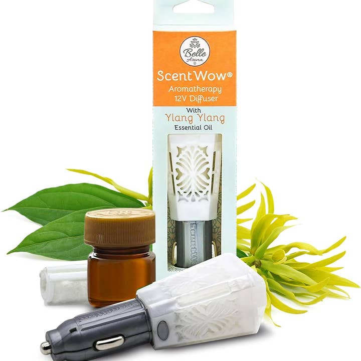 Belle Aroma® - Vente Désodorisant pour voiture – unisexe - Diffuseur ScentWow® 12 V - Huile essentielle d'ylang-Ylang blanche0