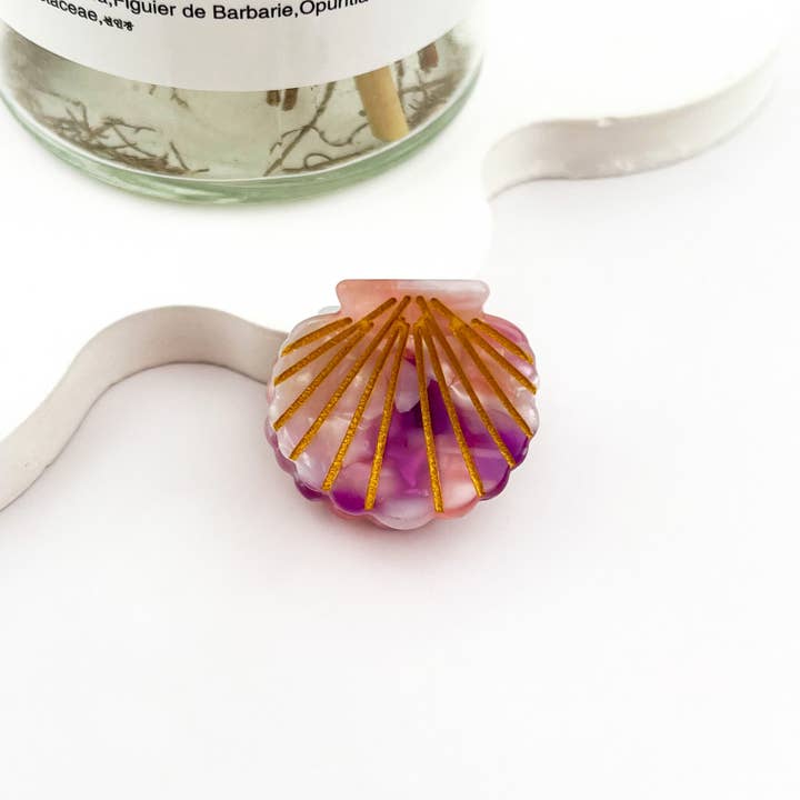 mildstyles - Wholesale Hair Clip - Women's - Cute Mini Small Shell with Gold Line Acetate Hair Claw Clip13
