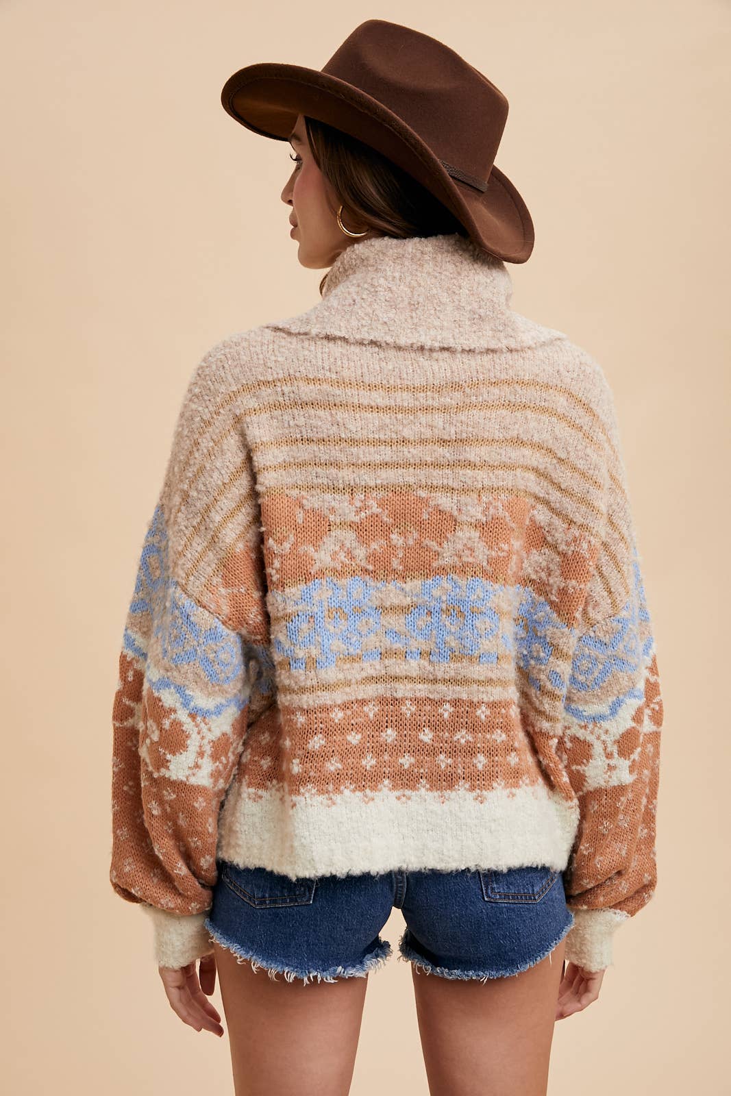 In Loom - Vente Pull en maille – femme - COL ROULÉ EN TRICOT MULTICOLORE11