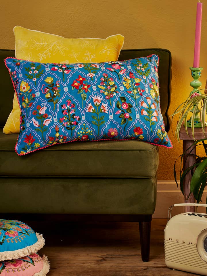 Capa de Almofada Bordada Country Garden por atacado de Namaste