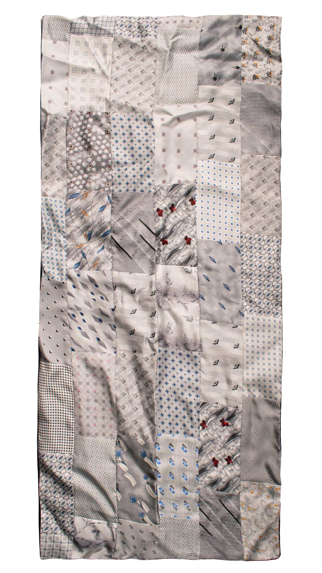 Graffeo Cravatte - Wholesale Sjaal - Uniseks - Grijze Zijden Sjaal Vintage Patchwork Multicolor S6001