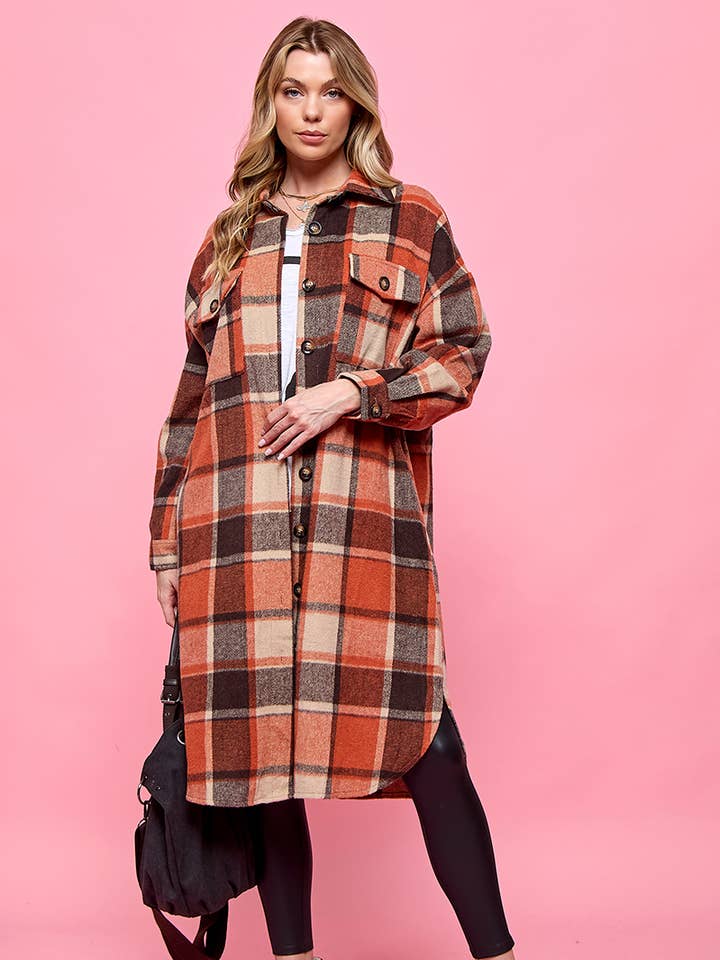 Manteau long décontracté à carreaux. pour la vente par Cezele