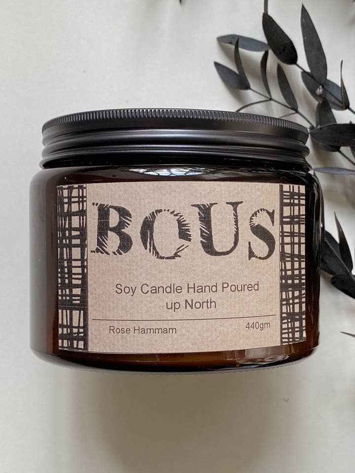 Rose Hammam - Vela de aromaterapia de soja vertida a mano - Mecha de madera - Lote pequeño natural - Extragrande para venta al por mayor de Bous Candles and Home Fragrance
