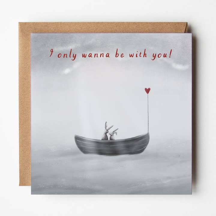I Only Wanna Be With You Rabbits Greeting Card for wholesale by Jo Couch