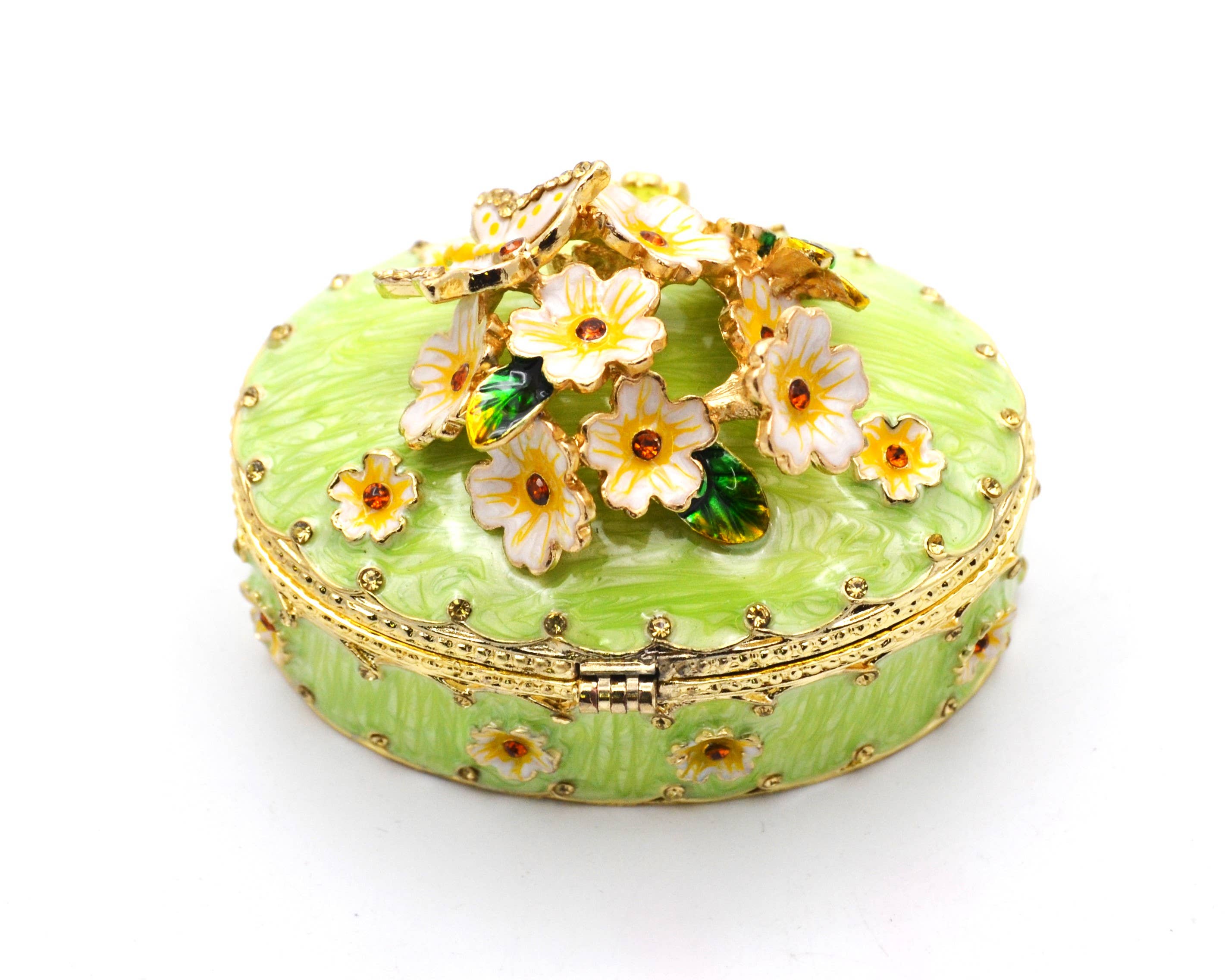 Ciel Collectables - Wholesale Jewelry Dish - Oval Shape Floral & Butterfly Trinket Box. 8