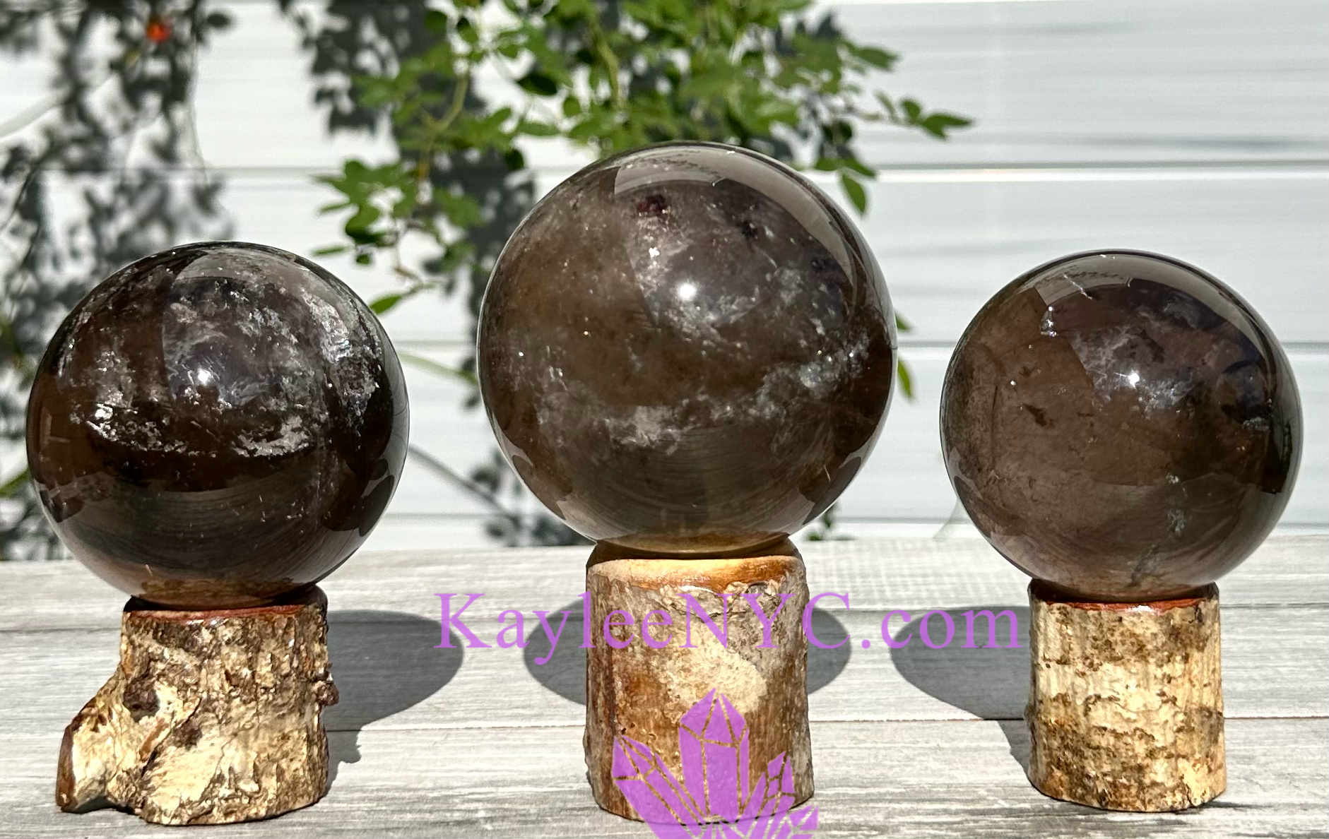KayleeNYC – wholesale Spiritual stone/crystal – 3-4 PCs Natural Smoky Quartz Spheres Crystal Ball 2.9-3lbs2