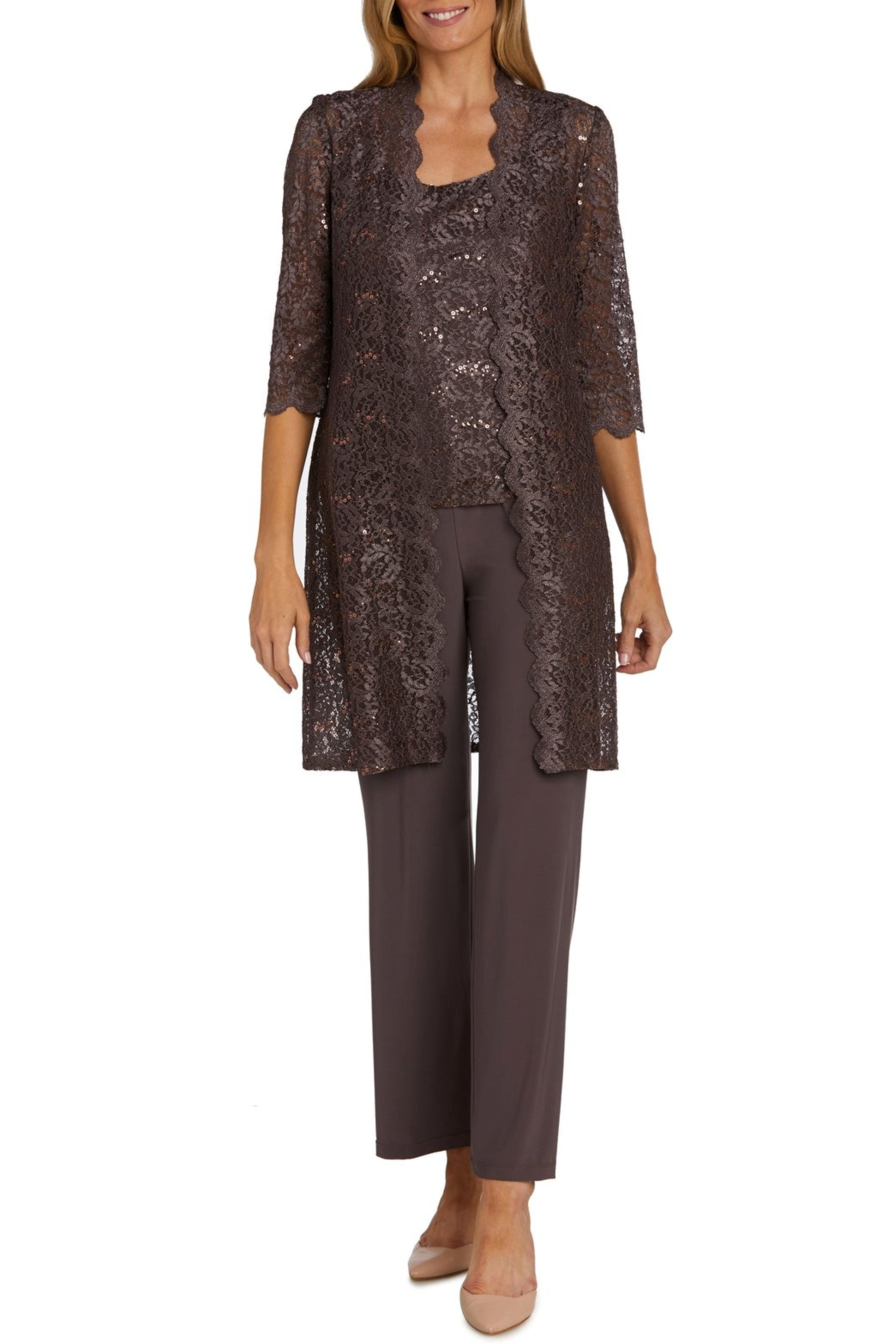 New Yorker's Apparel - Wholesale Top & Pant Set (NOT Loungewear) - Women's - RM Richards Lace 3/4 Sleeve 3-Piece Pants Set12