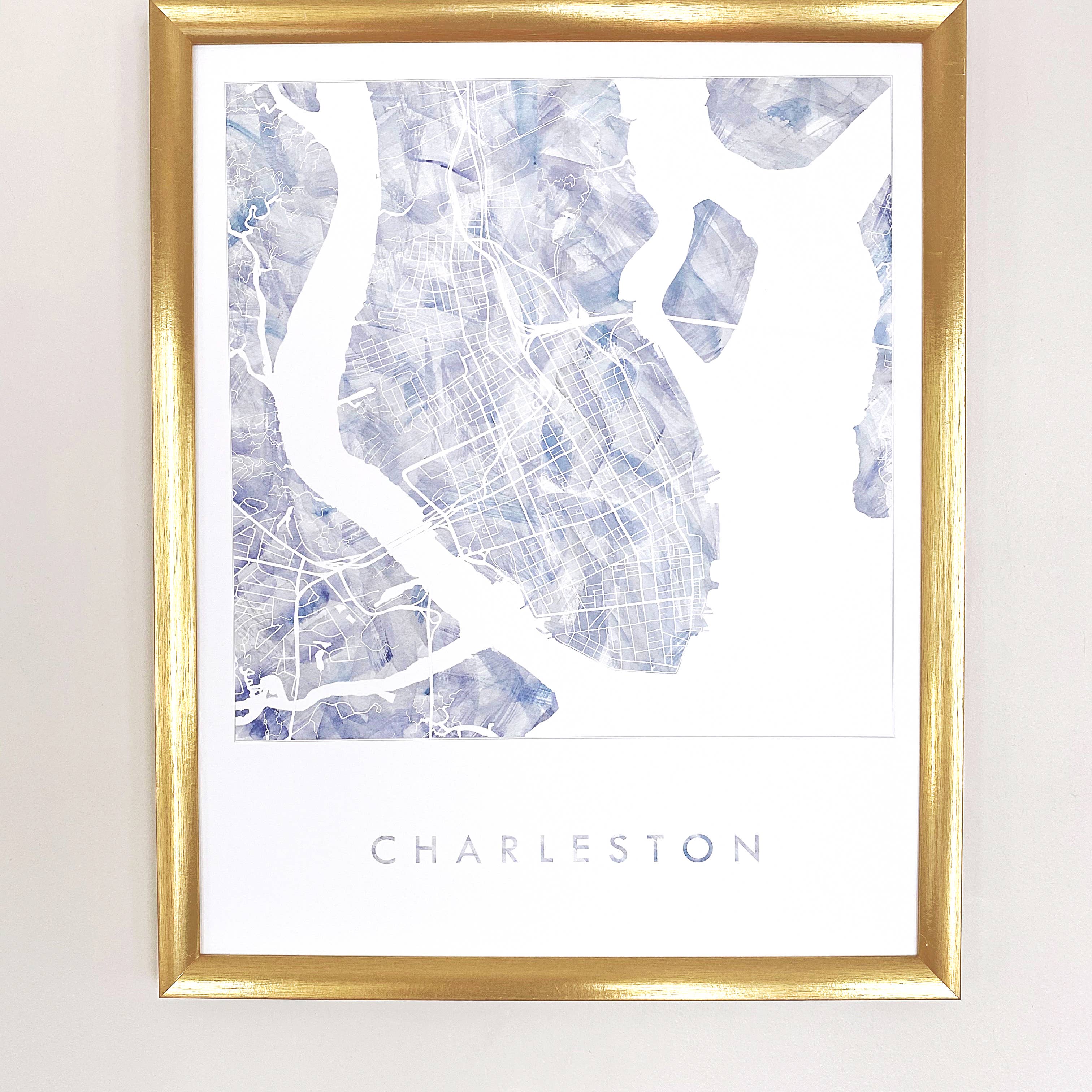 Turn-of-the-Centuries - Vente Affiche d'art - Carte à l'aquarelle de Charleston, Caroline du Sud, impression artistique4