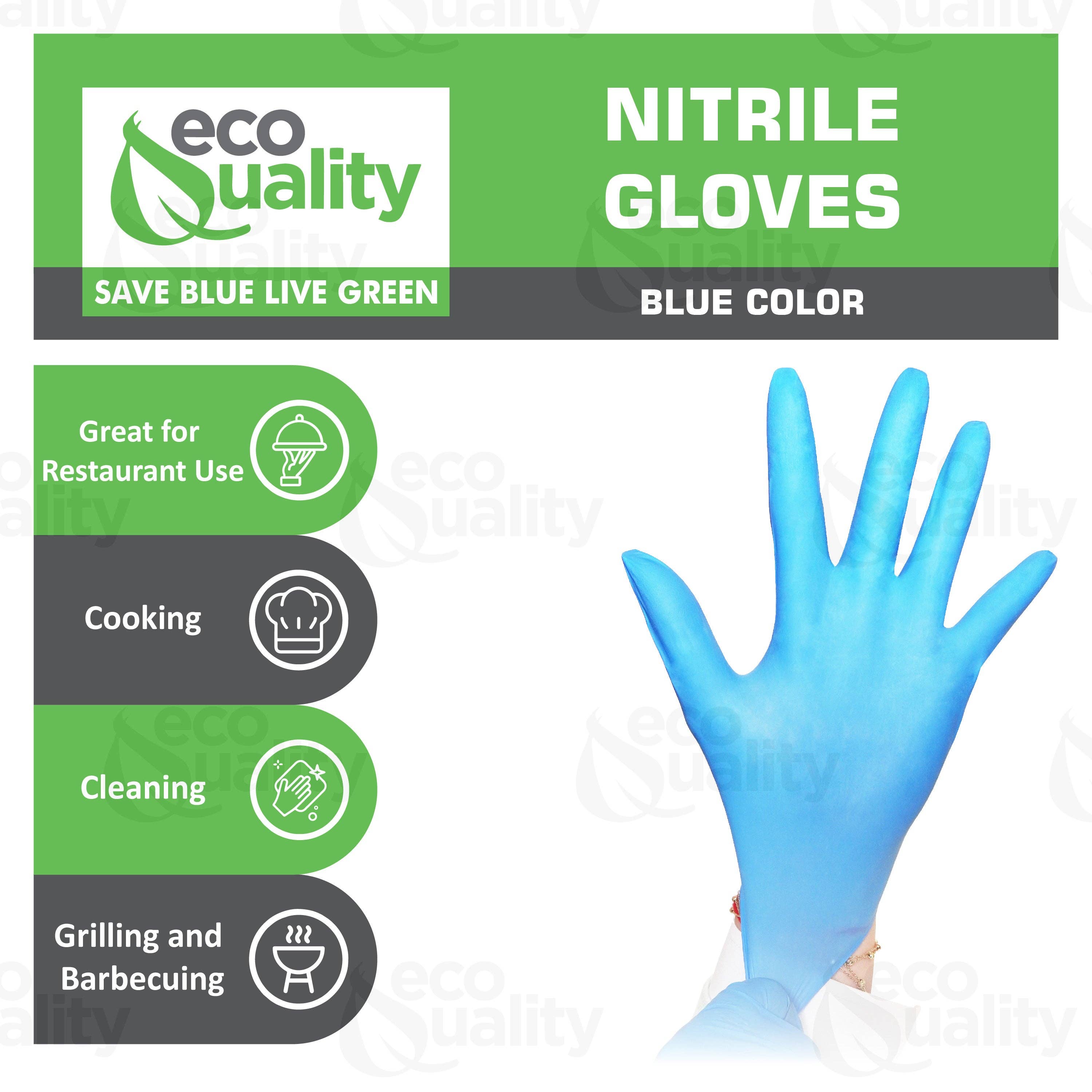 EcoQuality - Wholesale Cleaning Gloves - Medium Blue Nitrile Exam Gloves, Disposable, Latex Rubber1
