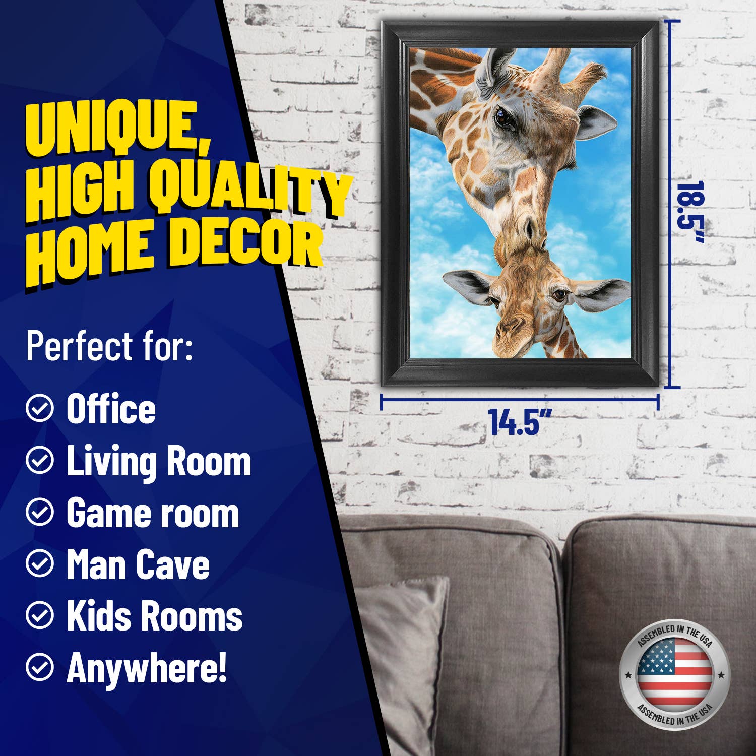 Lentics - Wholesale Art Print - Mom & Baby Giraffe Framed Poster Print 3D Lenticular Art2